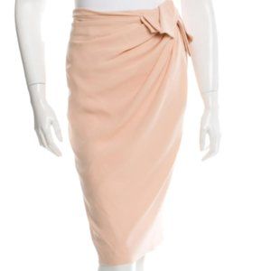 MOSCHINO Silk Bow-Accented Blush Skirt